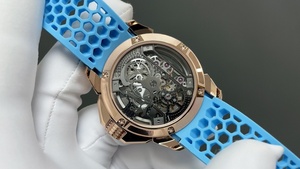 Automatic Mechanical <b>Watch</b> with Ceramic Case Sapphire Crystal Glass Waterproof Design Blue Strap - Product Image 3
