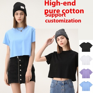 Factory Custom Ins Street Print Plain Summer 100% Cotton Cropped Ladies Tee Women Tops Hip Hop Crop Top <strong>t</strong> <strong>Shirts</strong> for <strong>Girls</strong> - Product Image 2