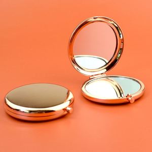 6.5cm Tri Color Folding <b>Mirror</b> Gold Silver Rose Gold Portable <b>Compact</b> Handheld Round Makeup <b>Mirror</b> for Women's Gift Travel - Product Image 3