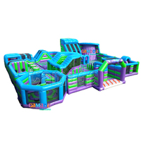 Grand parcours d'obstacles gonflable et toboggan combinés, aire de jeux gonflable pour jeux sportifs, parc à thème, prix de gros