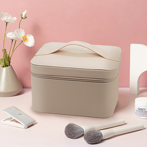 Sac à cosmétiques de maquillage Portable avec compartiment de voyage et étui avec miroir pour femmes, organisateur de maquillage - Product Image 4