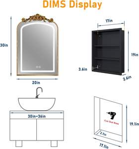 Toptan El Yapımı Antik Avrupa Lüks Banyo Yatak Odası Duvara Monte Ecza Dolabı Aynası LED Işık Buğu Önleyici Kısılabilir <span class=keywords><strong>3</strong></span> - Product Image 4