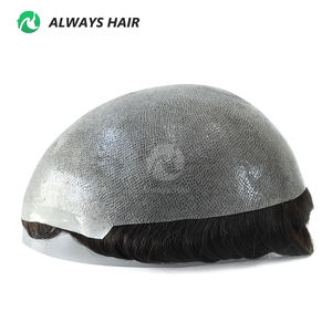 Piel fina 0,08-0,1mm Peluca para hombre Anudada Prótesis de cabello humano indio para hombres Tupé - Product Image 5