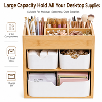 Organisateur de bureau moderne en bambou à plusieurs compartiments, plateau à documents, organiseur de dossiers, porte-fichiers en bois pour bureau ou chambre
