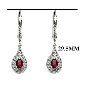 Pendientes Colgantes de Oro Blanco Sólido de 18K con Rubí Natural VS y Diamantes en Forma de Lágrima, Fabricante a Medida, Regalo de Lujo para Novia o Aniversario - Product Image 2