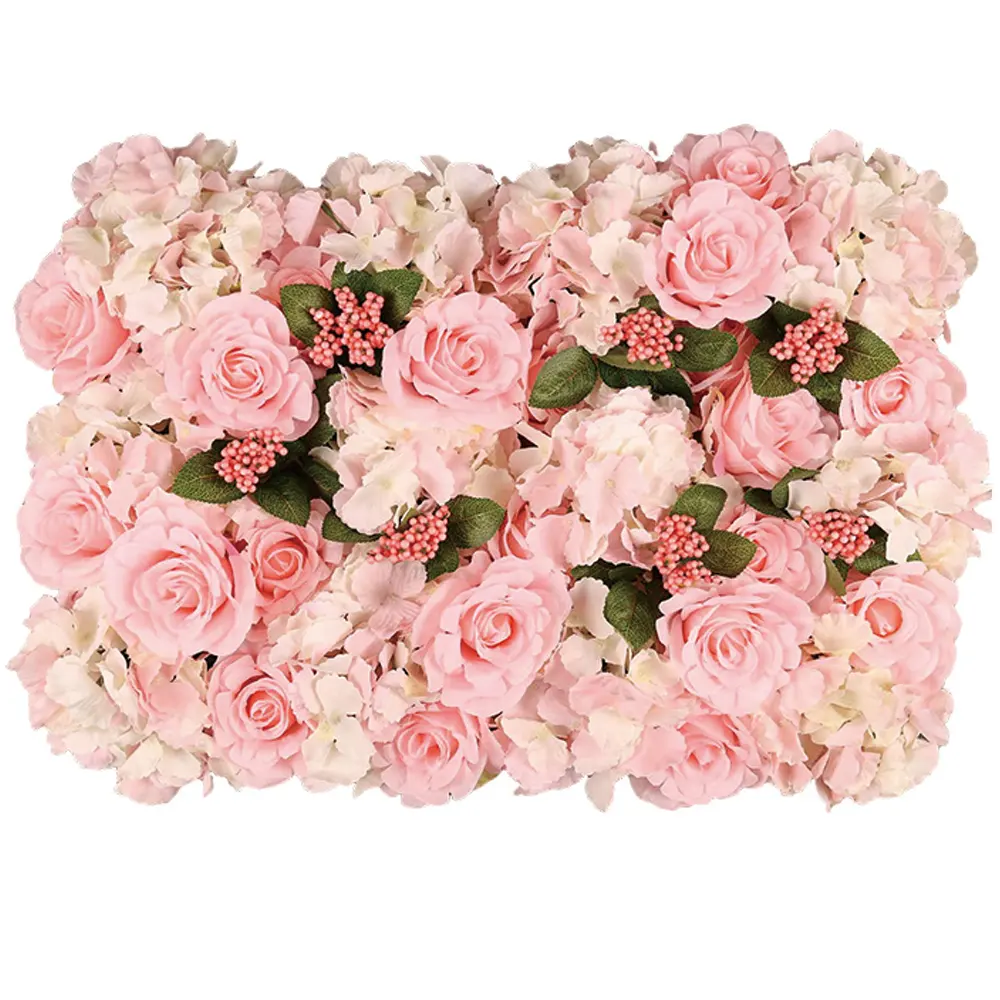 3D cuộn lên tiệc cưới trang trí hoa màu xanh lá cây lá nhân tạo thực vật tường Nhân Tạo Hoa tường màu hồng Hoa Tường