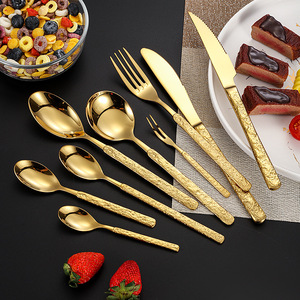 Service de Couverts de Luxe Vintage et Moderne en Acier Inoxydable Doré, Ensemble Complet Fourchette, Cuillère, Couteau pour Mariage, Restaurant, Événements - Product Image 4