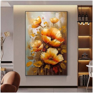 Pintura al Óleo Moderna Hecha a Mano, Arte <span class=keywords><strong>de</strong></span> Pared en Lienzo con <span class=keywords><strong>Flores</strong></span>, <span class=keywords><strong>Cuadros</strong></span> Florales <span class=keywords><strong>Grandes</strong></span> para Sala <span class=keywords><strong>de</strong></span> Estar, Dormitorio, Decoración del Hogar - Product Image 5