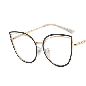 Nouvelle <span class=keywords><strong>monture</strong></span> de lunettes rétro pour femme, style œil de chat, en métal, anti-lumière bleue, tendance, pour le bureau - Product Image 4