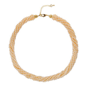 สร้อยคอมุกเปลือกหอยสีทอง 18 นิ้ว 3 แถว โซ่บิดเกลียว ขนาดมุก 3 มม - Product Image 1