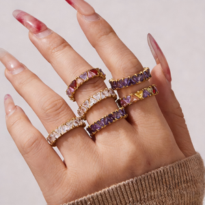 แหวนกันน้ำไม่หมอง 14k 18k ชุบทอง PVD แฟชั่น แหวนสแตนเลส 316L สำหรับผู้หญิง - Product Image 1