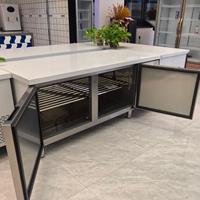 Table de préparation réfrigérée et congélateur double température en acier inoxydable sur mesure pour cuisine