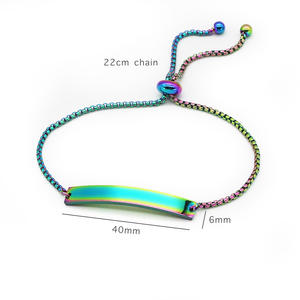 Braccialetto lungo in acciaio inossidabile con incisione personalizzata di moda personalizzata braccialetto regolabile con barra lucidata a specchio scorrevole 3D - Product Image 3