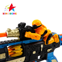 Ensemble de jeu sûr Simulation noire en plastique enfants pistolet de tir électrique jouets avec lumière sonore et soldats