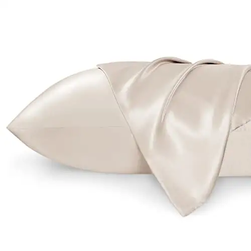 साटन Pillowcase के लिए बाल और त्वचा-2 की रानी आकार रेशम Pillowcase सेट, लक्जरी पर्ची तकिया कवर डार्क ग्रे, लिफाफा बंद होने