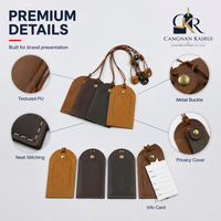 Étiquettes de bagages en PU de luxe, élégantes, douces, écologiques, résistantes à l'eau, personnalisables, durables, de couleur vintage assortie, rectangulaires