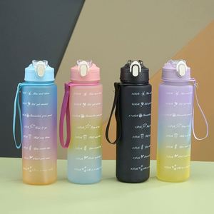 Juego de 3 Botellas de Agua Deportivas, de Gran Capacidad, Ecológicas, Aptas para Lavavajillas, Portátiles, con Pajita Motivacional, para Camping, Unisex - Product Image 3