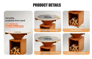Barbecue d'extérieur en acier Corten, gril à charbon de bois, foyer à charbon de bois - Product Image 5