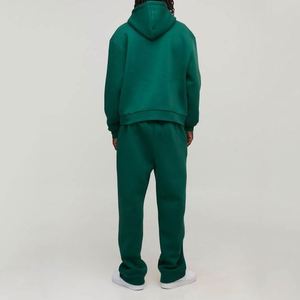 Sudadera con Capucha y Cordón Ajustable en Verde Bosque y Blanco, Pantalones Deportivos con Estampado Personalizado para Hombre, Conjunto de Dos Piezas de Invierno, 100% Algodón - Product Image 2