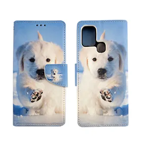三星A32高端白色小狗磁性卡座钱包手机套带卡座手机套