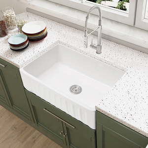 <span class=keywords><strong>Lavello</strong></span> da <span class=keywords><strong>cucina</strong></span> in ceramica bianca stile rustico con frontale a grembiule, a vasca singola, profondo, per cucine di fabbrica - Product Image 1