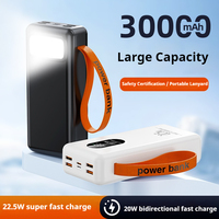 Batterie externe multi-ports 30000mAh  charge rapide quatre sorties USB-C USB avec affichage numérique à lanière lumineuse LED