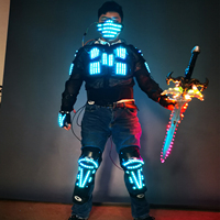 Costume de robot LED lumineux pour scène de rave, en polyester imprimé, avec lumières clignotantes, pour spectacle de danse