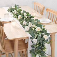 Guirlande de feuilles d'eucalyptus artificielles, toucher réel, 1,75 m, plantes artificielles suspendues, décoration de table pour mariage et hôtel