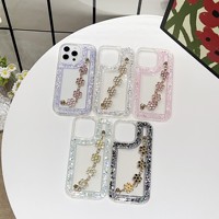 Étui de téléphone tendance avec détails floraux élégants, étui scintillant pour Redmi Note 14 Pro A5 A1 13 pour G54 S84 G55 G35 avec cordon