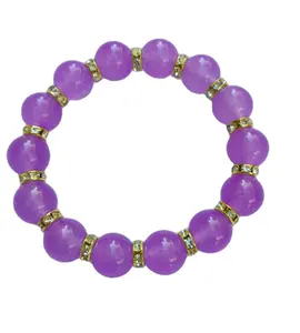 Pulsera elástica de jade teñido con elementos de diamante de latón para mujer, pulsera de jade natural de 12mm a la moda