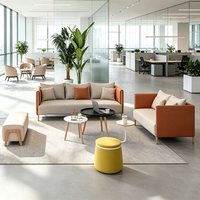 Moderne Leder-Büro-Lounge-Sofagarnituren Breakout-Bereich 3-Sitzer Modulares Sofa mit Holzbeinen Empfang OEM Anpassbar Großhandel Hersteller