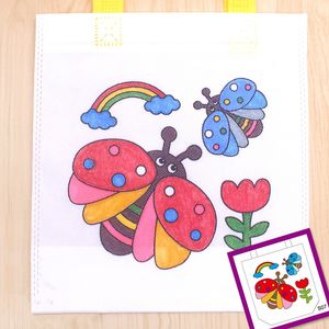 批发儿童绘画Diy玩具礼品无纺布彩色填充手提包儿童Diy环保涂鸦购物袋 - Product Image 4