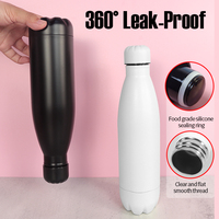 Bouteille d'eau en acier inoxydable à Double paroi, contenant noir mat en forme de Cola, de 500ml