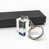 Porte-clés personnalisé DT-Key001A en cristal K9 - Clé en verre gravée au laser 3D pour voiture, cadeau de mariage, cadeau d'entreprise, photo ou logo DIY