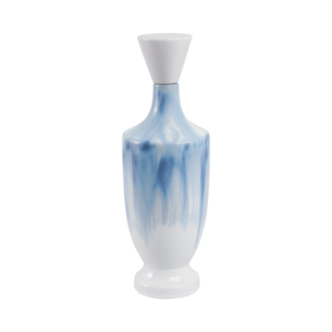 Vaso Decorativo Moderno in Ceramica Bicolore Blu e Bianco con Coperchio per Soggiorno, Camera da Letto e Cucina - Product Image 1