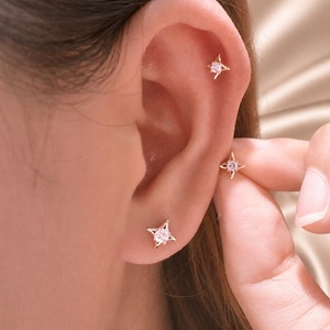 Pendientes de Oro Sólido de 18K Xinfly con Diamante Natural de Corte Brillante, Diseño de Cuatro Puntas, Cierre de Rosca, Certificados como Joyería Fina - Product Image 4