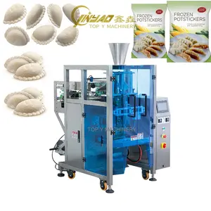 Hot selling vertical filling and packing frozen meat automatic 1kg dumplings packing vacuum function dry food packaging machine