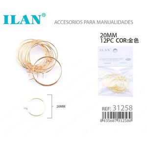 Aros de Oro Ilan de 20 mm, 12 Piezas, Materiales para Manualidades - Product Image 3