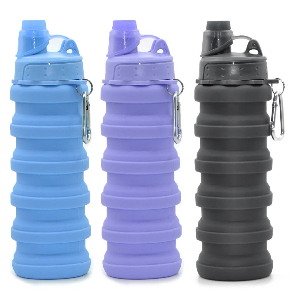 500ML/17OZ Silicone Pliant Sports de Plein Air Camping Bouteilles De Boisson Bouteille D'eau Pliable