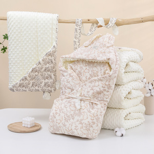 Lo último Gots Soft Warm Print Thickened Newborn Muslin Fleece Cuddle Swaddling para Winter Mom Baby Swaddle - Product Image 3