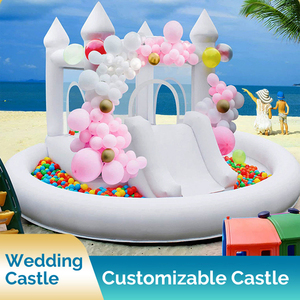 <span class=keywords><strong>Castillo</strong></span> Inflable Blanco Personalizado con Tobogán, Casa <span class=keywords><strong>de</strong></span> Brinco Comercial Inflable para Bodas y Fiestas con Piscina <span class=keywords><strong>de</strong></span> Pelotas y Tobogán - Product Image 4