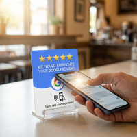 Carte d'avis d'hôtel personnalisable avec code QR NFC 213, adhésive, noire mate, étanche, avec support