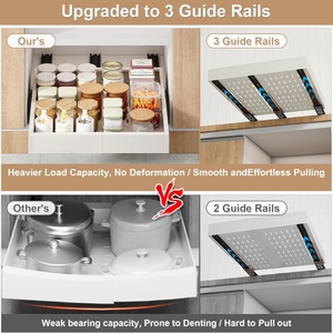 Organizzatore per Armadio Espandibile su 4 Lati, 14"-21" L, 17"-24" P, 3 Guide Regolabili, Ripiano <span class=keywords><strong>Estraibile</strong></span> Adesivo - Product Image 3