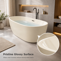Baignoire autoportante moderne en acrylique blanc avec chauffage à température constante, baignoire profonde pour salle de bain américaine