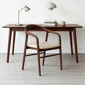 Silla de Comedor Moderna Minoda de Madera Maciza Natural con Asiento de Cuerda Tejida y Reposabrazos Curvos para Cocina, Sala de Estar y Oficina, Logotipo Gratuito - Product Image 6