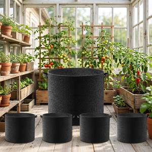 Sacs <span class=keywords><strong>de</strong></span> culture <span class=keywords><strong>de</strong></span> 5 gallons, lot <span class=keywords><strong>de</strong></span> 4, sacs à plantes en tissu non tissé résistants, pots <span class=keywords><strong>de</strong></span> culture respirants avec poignées - Product Image 1