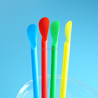 Paille jetable de jus de fruit écologique de qualité alimentaire personnalisée, cuillère en plastique biodégradable, pailles
