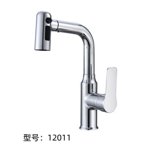 Robinet de cuisine moderne en acier inoxydable à poignée unique, surface polie, noyau de valve en céramique, trou unique, pulvérisation extractible - Product Image 6