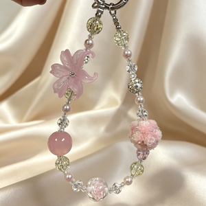 Chaîne de téléphone portable à la mode avec perles en forme de boule de fleurs en cristal féerique, porte-clés de voiture, breloque de téléphone portable personnalisable - Product Image 2