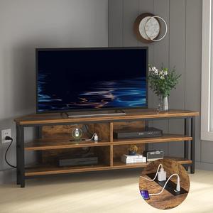 Moderno Soporte de <span class=keywords><strong>TV</strong></span> <span class=keywords><strong>Esquinero</strong></span> de Madera Ecológica con Tomacorriente y Gabinetes de Almacenamiento, Consola de <span class=keywords><strong>TV</strong></span> <span class=keywords><strong>para</strong></span> Sala de Estar, Compatible con Televisores de <span class=keywords><strong>55</strong></span>-59 <span class=keywords><strong>Pulgadas</strong></span> - Product Image 2